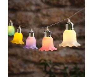 Lights4fun Guirlande lumineuse colorée, avec 10 fleurs, à énergie solaire, lumière continue et mode clignotant, décoration d'été, printemps, résistante aux intempéries, pour balcon, terrasse et jardin