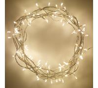 Lights4fun Guirlande Lumineuse d’Intérieur avec 200 LED Blanc Chaud sur Câble Transparent 16m