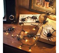 Lights4fun Guirlande Lumineuse d'Araignées à 35 LED à Piles avec Minuterie Décoration d'Halloween Pour Intérieur Jardin Extérieur