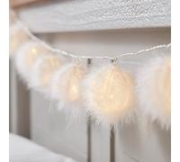 Lights4fun Guirlande Lumineuse de 10 Pompons à LED Blanc Chaud à Piles pour Déco Intérieur