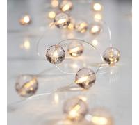 Lights4fun Guirlande Lumineuse de 20 Perles à Micro LED Blanc Chaud à Piles pour Déco Intérieur