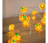 Lights4fun Guirlande Lumineuse de Citrouilles à 20 Micro LED Blanc Chaud à Piles avec Minuterie Décoration d’Automne d'Halloween pour Intérieur