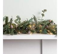 Lights4fun Guirlande lumineuse de Noël à LED avec motif baies et pommes de pin - 2 m - Avec minuteur - Décoration de Noël