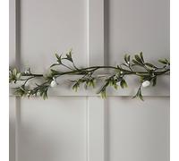 Lights4fun Guirlande lumineuse de Noël en forme de gui de 1,5 m et micro LED - Minuterie - Décoration de table