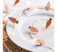 Lights4fun Guirlande lumineuse d'intérieur en forme de carotte à piles avec micro LED Argenté