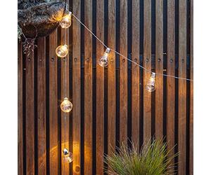 Lights4fun Guirlande Lumineuse Guinguette avec 10 Boules Rétro LED Blanc Chaud à Piles pour Intérieur et Extérieur