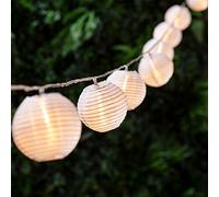 Lights4fun Guirlande Lumineuse LED Raccordable avec 40 Lampions Chinois Blancs pour Intérieur/Extérieur