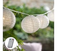 Lights4Fun Guirlande Lumineuse Raccordable à 10 Lampions Imperméables de 15 cm Style Lampion Vintage pour Extérieur Jardin
