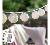 Lights4fun Guirlande Lumineuse Raccordable à 20 Lampions Blancs avec LED Blanc Chaud Décoration d'Été Pour l'Intérieur et l'Extérieur