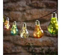 Lights4fun Guirlande lumineuse solaire avec 10 micro LED aux couleurs pastel | 10 LED blanc chaud | énergie solaire | 2 modes d'éclairage | Décoration d'été jardin fête | Multicolore | 1,70 m
