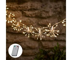 Lights4Fun Guirlande Lumineuse Solaire Étoiles Scintillantes à 200 LED avec Télécommande et Rechargeable par USB pour l'Extérieur Jardin Décoration