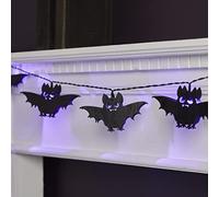 Lights4fun, Inc. Lot de 10 guirlandes lumineuses à LED en forme de chauve-souris en bois pour Halloween