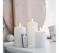 Lights4fun, Inc. TruGlow Lot de 3 bougies pilier à LED sans flamme en cire blanche avec télécommande