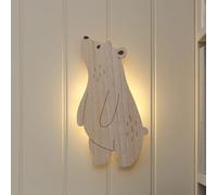 Lights4fun Lampe murale en forme d'ours - LED blanc chaud - Fonctionne avec piles - Télécommande et minuterie - Pour chambre d'enfant - Lampe murale - Décoration murale - Veilleuse - 24,8 x 6,5 x 33,8