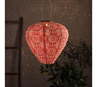 Lights4fun Lampion Solaire Rose en Tyvek avec LED Blanc Chaud de Diamètre 30 cm pour Extérieur