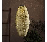 Lights4fun Lampion Solaire Verte en Tyvek avec LED Blanc Chaud de Hauteur 45 cm pour Extérieur