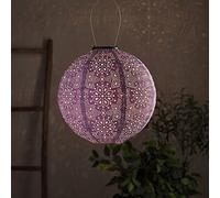 Lights4fun Lampion Solaire Violet en Tyvek avec LED Blanc Chaud de Diamètre 20 cm pour Extérieur
