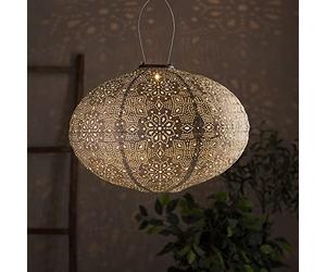 Lights4fun Lampion Solaires Argente en Tyvek avec LED Blanc Chaud de Diamètre 30 cm pour Extérieur