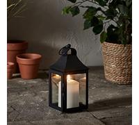 Lights4fun Lanterne Déco Noir de 25cm avec Bougie LED TruGlow® à Piles pour Extérieur