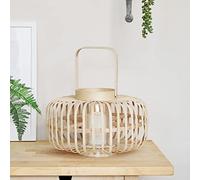 Lights4fun Lanterne en Bambou de 21cm avec Bougie LED TruGlow® pour Déco Extérieur