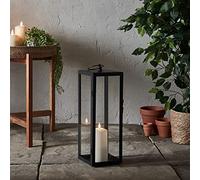 Lights4fun Lanterne Noire de 45 cm avec Bougie LED TruGlow® à Flamme Vacillante à Piles avec Minuterie Résistante aux Intempéries Décoration pour Intérieur Jardin Balcon Extérieur