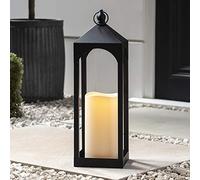 Lights4fun Lanterne Noire en Métal avec Bougie LED à Piles pour Intérieur/Extérieur 50,5cm