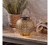 Lights4fun Lanterne Solaire Marocaine à Motif Floral de 19 cm a LED Blanc Chaud pour Déco Extérieur