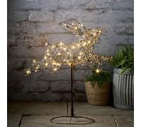 Lights4fun Lapin de Paques Lumineux en Rotin à 60 LED Blanc Chaud Décoration de Pâques pour Intérieur et Extérieur