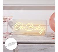 Lights4fun Lettrage néon LED « Oh Baby » - Alimentation électrique : 15 cm