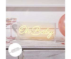 Lights4fun Lettrage néon LED « Oh Baby » - Alimentation électrique : 15 cm
