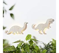 Lights4fun Lot Appliques Dinosaure Tyrannosaure et Diplodocus Télécommandées à Piles