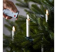 Lights4fun Lot de 10 Bougies TruGlow® en Cire avec LED Blanc Chaud Vacillant à Piles pour Sapin