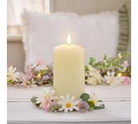 Lights4fun Lot de 2 bougies de printemps « Daisy Dreams » et bougie TruGlow - Bougie LED et décoration en fleurs artificielles de marguerites - Pâques, printemps, été, pour table et salon - Diamètre