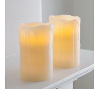 Lights4fun Lot de 2 Bougies LED à Piles en Cire Effet Fondue avec Programmateur