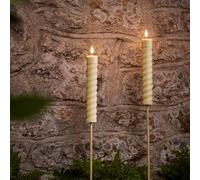 Lights4fun Lot de 2 Bougies LED en Spirale 50cm Lampe Solaire TruGlow® Bougie Solaire d'Extérieur Bougie Rechargeable pour Jardin Décoration Balcon avec flamme vacillante
