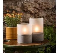 Lights4fun Lot de 2 Bougies Solaires TruGlow® à LED sans flamme en verre fumé Bougies Étanches pour l'Extérieur