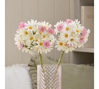 Lights4fun Lot de 2 branches de marguerite avec vert artificiel | Non éclairé | Décoration de Pâques printemps pour table et salon | Hauteur 60 cm