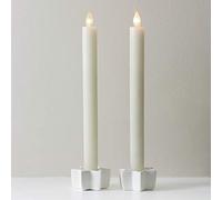 Lights4fun Lot de 2 Chandelles en Cire Ivoire avec LED Blanc Chaud à Piles pour Intérieur
