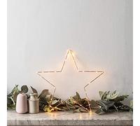 Lights4fun Lot de 2 étoiles lumineuses décoratives en or rose de 34 cm avec 40 LED blanches chaudes à piles pour l'intérieur