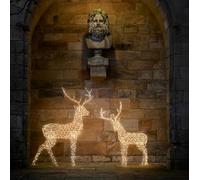 Lights4fun Lot de 2 Grand Rennes de Noël Lumineux Duchy de 1,2 m et 1,5 m à 1400 LED Bicolores avec Minuterie Décoration de Noël pour Extérieur