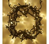 Lights4fun Lot de 2 Guirlandes Lumineuses Core Connect 10m 100 LED Blanc Chaud Câble Vert Raccordable