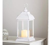 Lights4fun Lot de 2 Lanternes Blanches de 30cm avec Bougie LED à Piles pour Intérieur