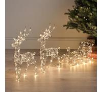 Lights4fun Lot de 2 Micro Rennes avec Perles et traîneau