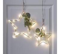 Lights4fun Lot de 2 mini étoiles lumineuses avec feuilles d'hiver