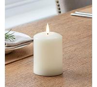 Lights4fun Lot de 2 Petites Bougies TruGlow® à LED Banc Chaud en Cire Ivoire Véritable de 10cm