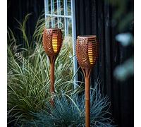 Lights4fun Lot de 2 Torches Solaires LED Blanc Chaud Flamme Vacillante pour Extérieur