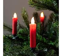 Lights4fun Lot de 20 Bougies à Clips en Cire Rouge Télécommandées avec LED Blanc Chaud à Piles pour Intérieur