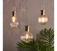 Lights4fun Lot de 3 Ampoules Solaires à Suspendre avec LED Blanc Chaud pour Déco Extérieur