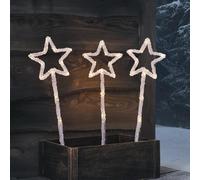 Lights4fun Lot de 3 Balises Étoiles Lumineuses en Acrylique de 43 cm avec 36 LED Blanc à Piles avec Minuterie Décoration de Noël pour Extérieur