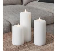 Lights4fun Lot de 3 Bougies Cierges Blanches TruGlow® à Piles pour Intérieur